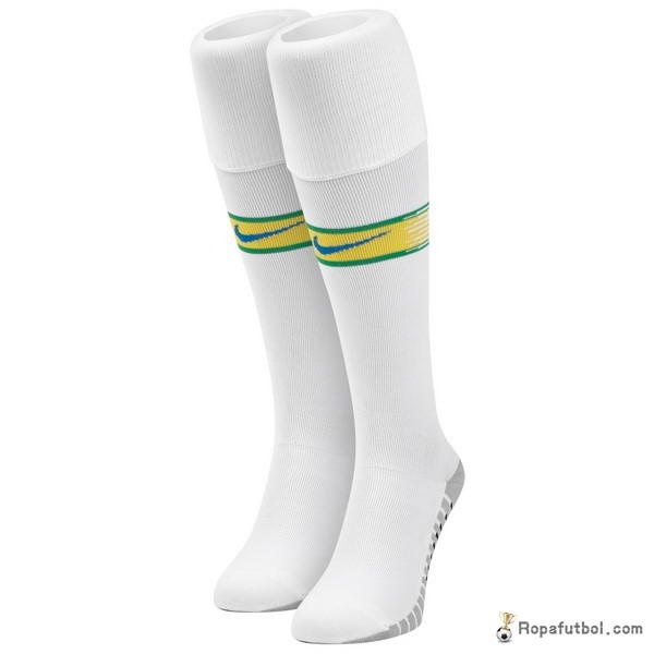 Calcetines Brasil Replica Primera Ropa 2018 Blanco